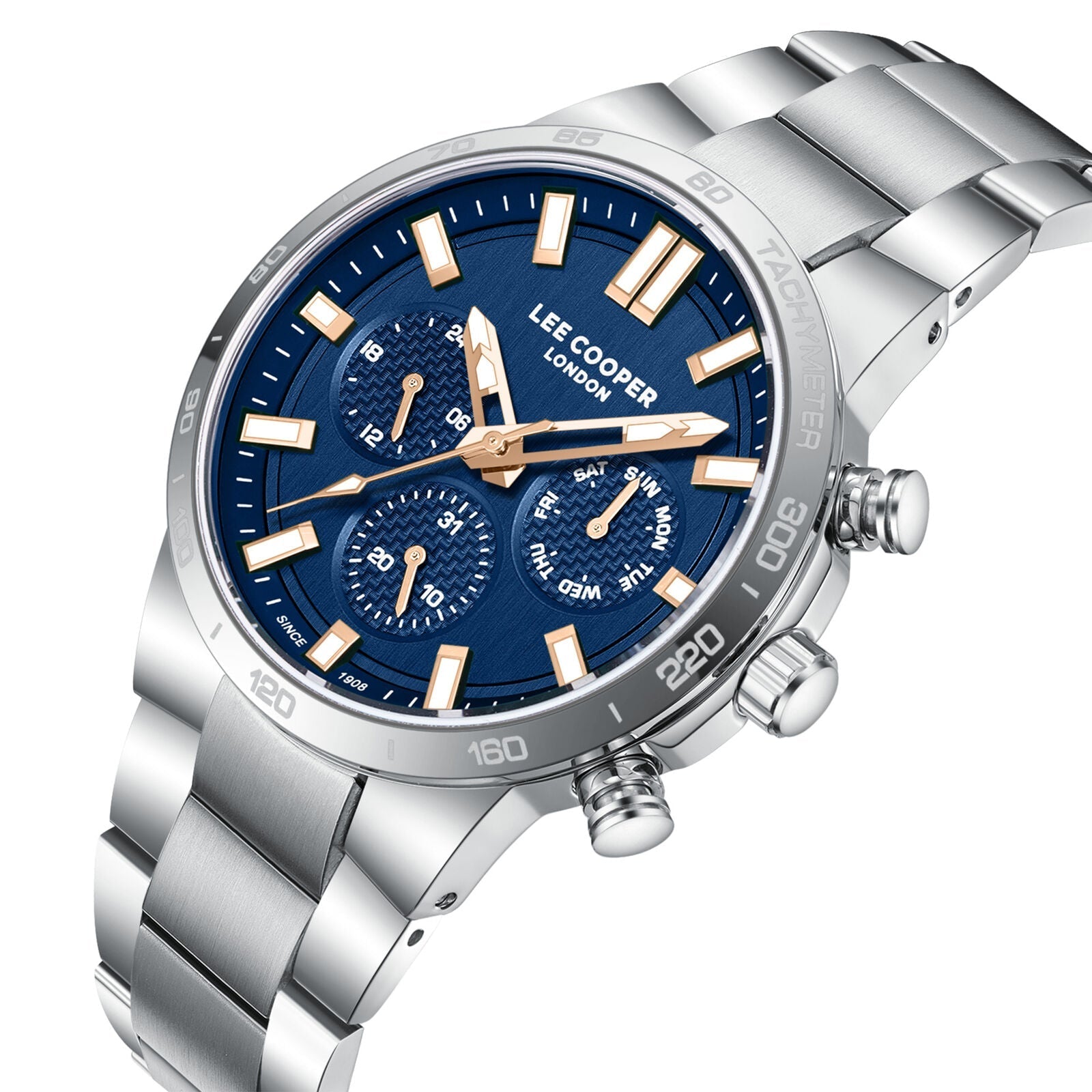 Lee Cooper Multifunction Blue Dial Gold Hands Silver Men's Watch - LC08293.390 Secundaire afbeelding