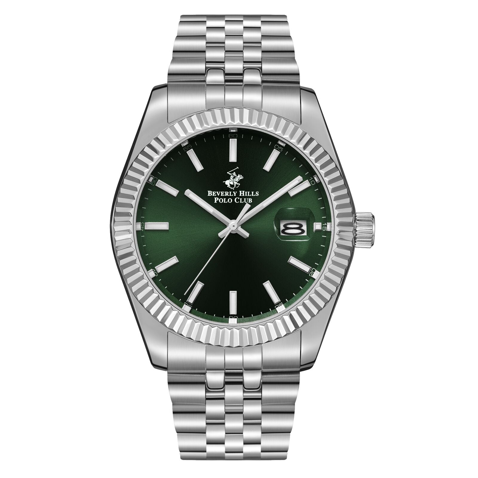 Beverly Hills Polo Club Classy Green Dial Silver Date Watch BP3018X.371 Main image