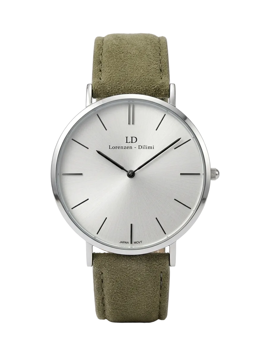 Lorenzen Dilimi Slim White Dial Beige Suede Strap Men's Watch (Pre-Owned) Main image