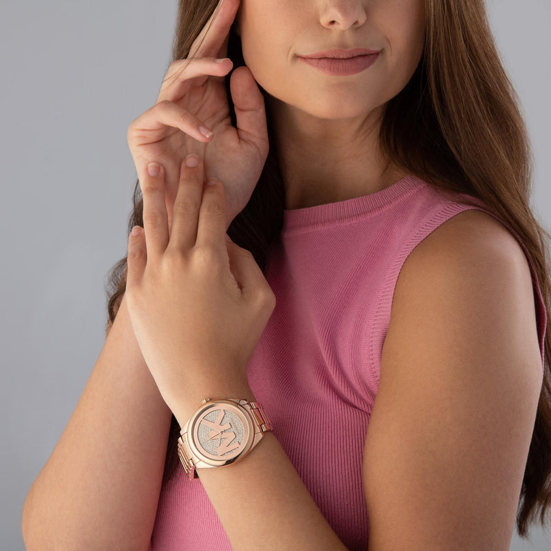 Michael Kors Janelle dameshorloge met pavélogo in roségoudkleur - MK7312