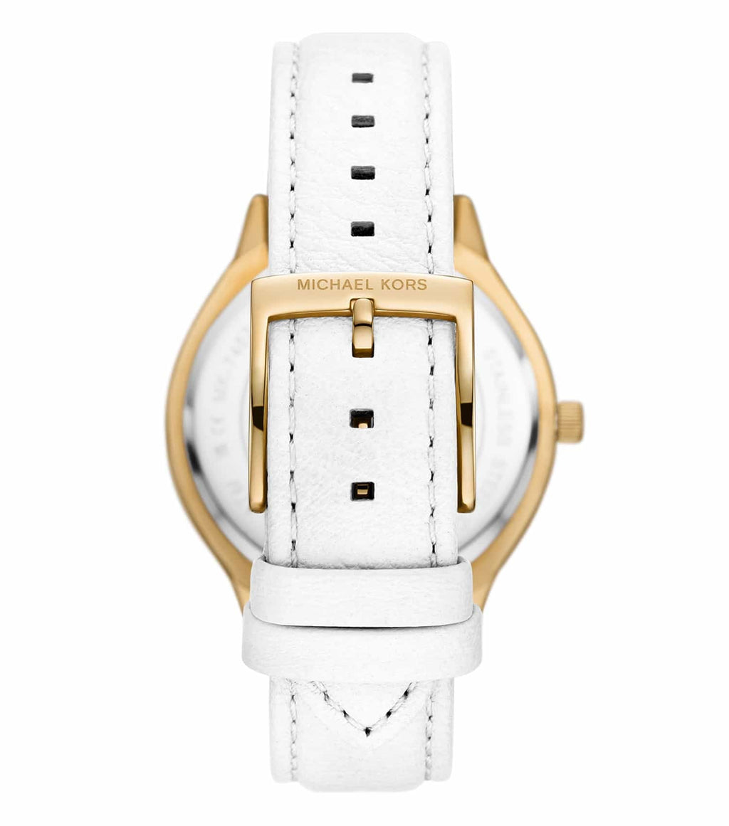 Michael Kors Slim Runway White Leather Women's Watch - MK7466
