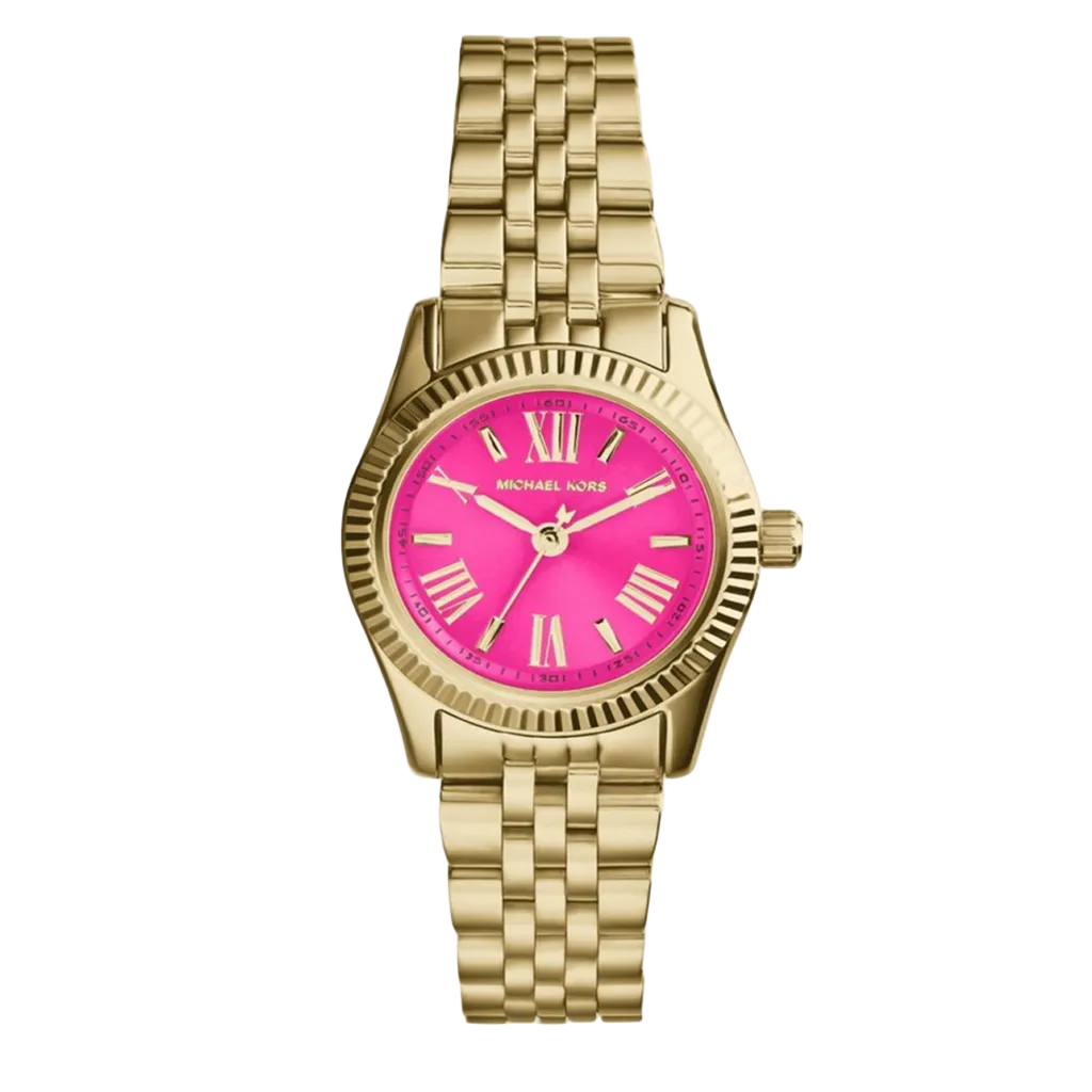 Michael Kors Mini Lexington Dameshorloge met roze wijzerplaat en goudkleurige afwerking - MK3270 Hoofdafbeelding