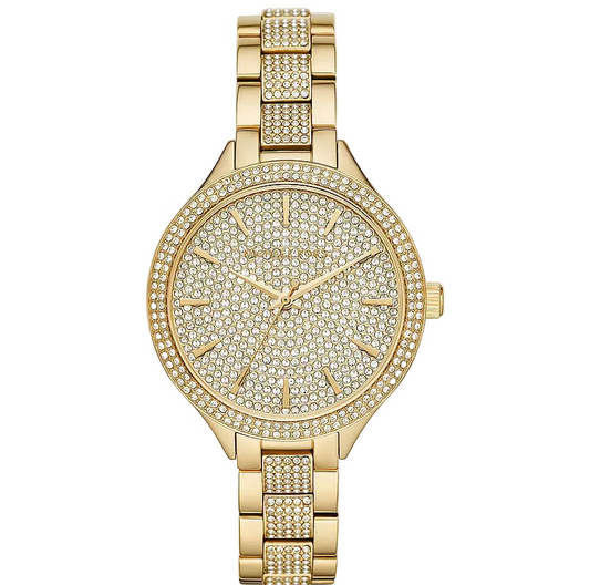 Michael Kors Slim Runway 38mm Gold-Tone Pavé Women's Watch MK3632