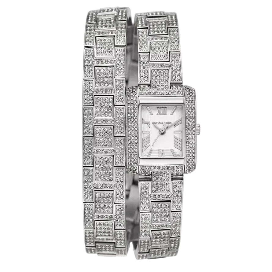 Michael Kors Petite Emery Pavé Silver-Tone Double Wrap Women's Watch - MK4836 Hoofdafbeelding