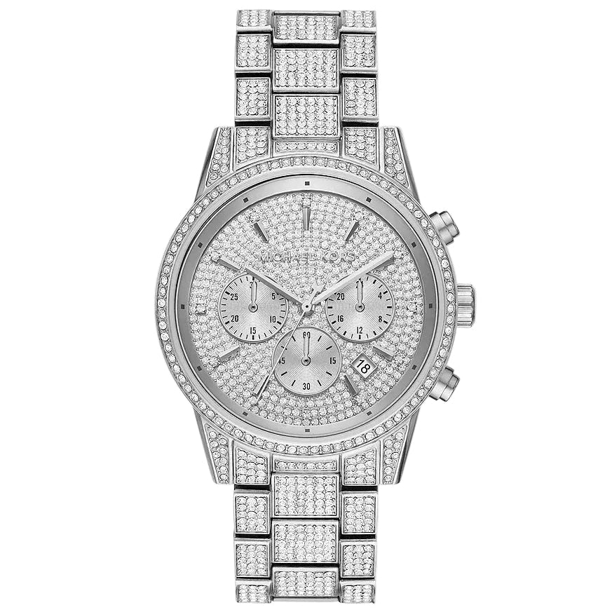 Michael Kors Ritz Pavé Silver-Tone Chronograph Women's Watch - MK6746 Hoofdafbeelding