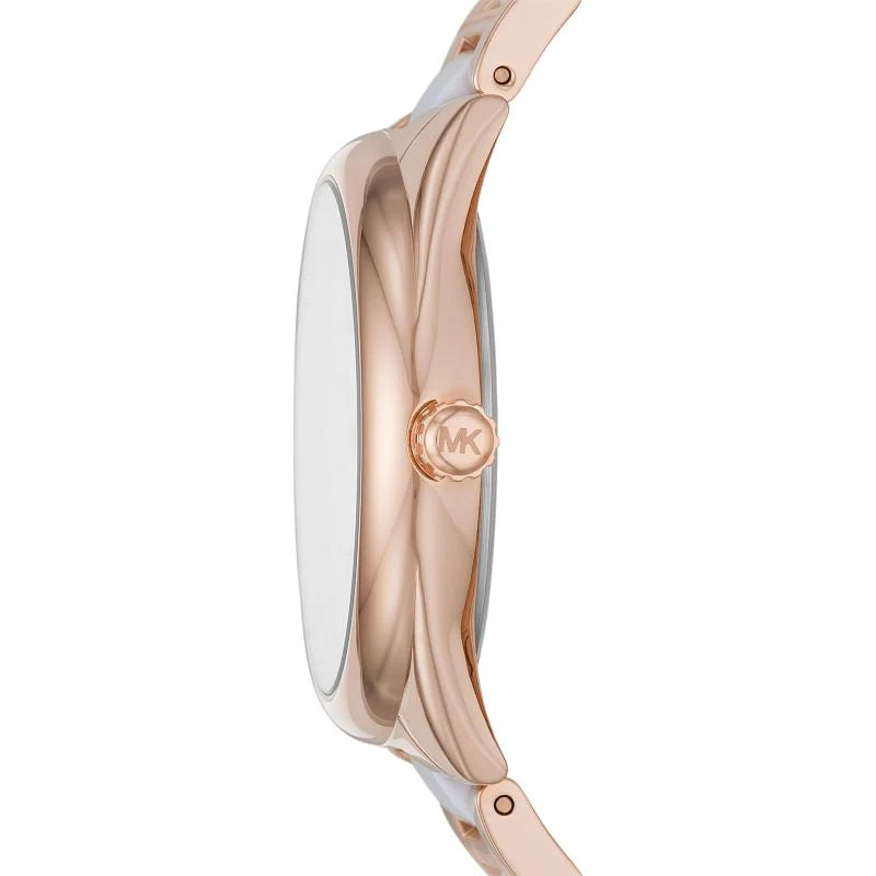 Michael Kors Janelle Dameshorloge met drie wijzers, roségoud en wit acetaat - MK7134 Secundaire afbeelding