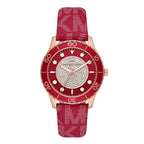 Michael Kors Runway Dive Pavé Dial Red Coated Canvas Women's Watch - MK7179