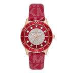 Michael Kors Runway Dive Pavé Dial Red Coated Canvas Women's Watch - MK7179