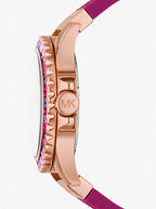 Michael Kors Oversized Everest Pavé Fuchsia Silicone Strap Women's Watch - MK7441