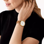 Michael Kors Slim Runway White Dial Brown Leather Strap Women's Watch - MK7465
