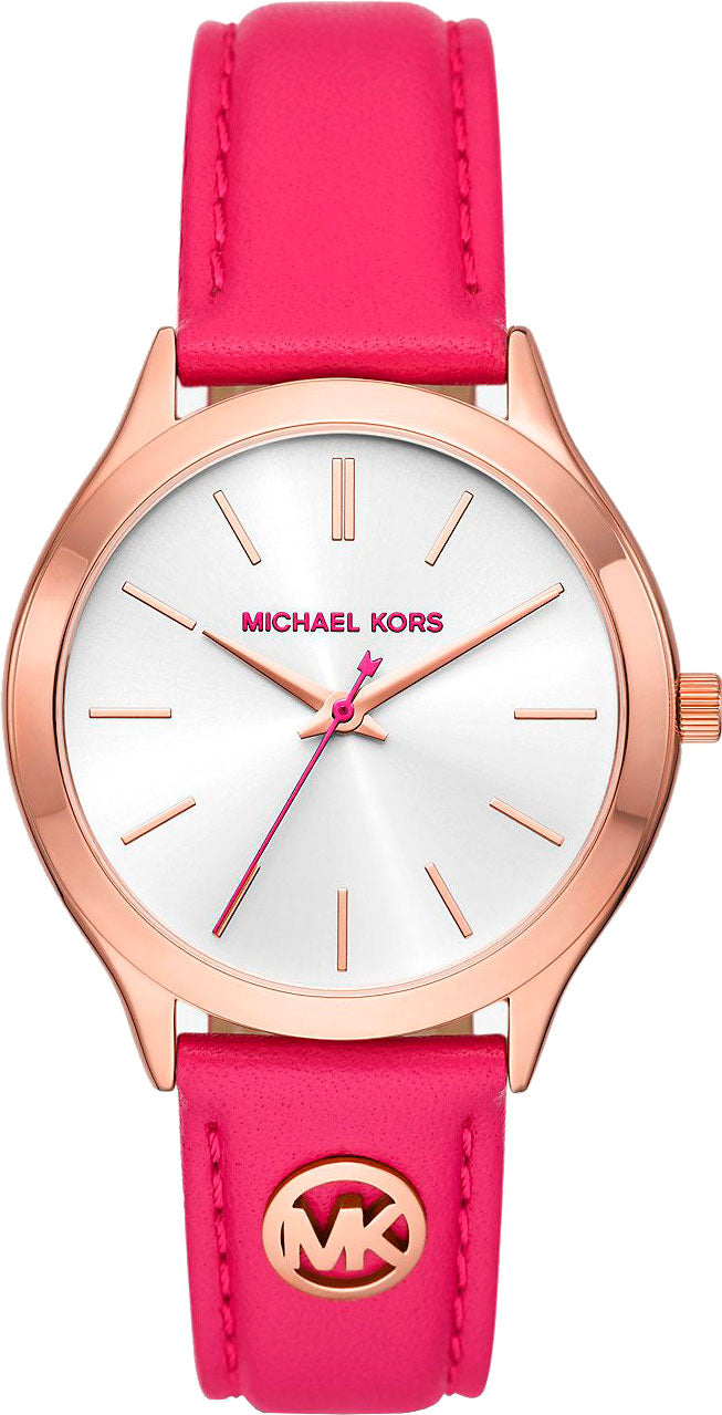 Michael Kors Slim Runway dameshorloge in roségoudkleur met leren band - MK7469 Hoofdafbeelding