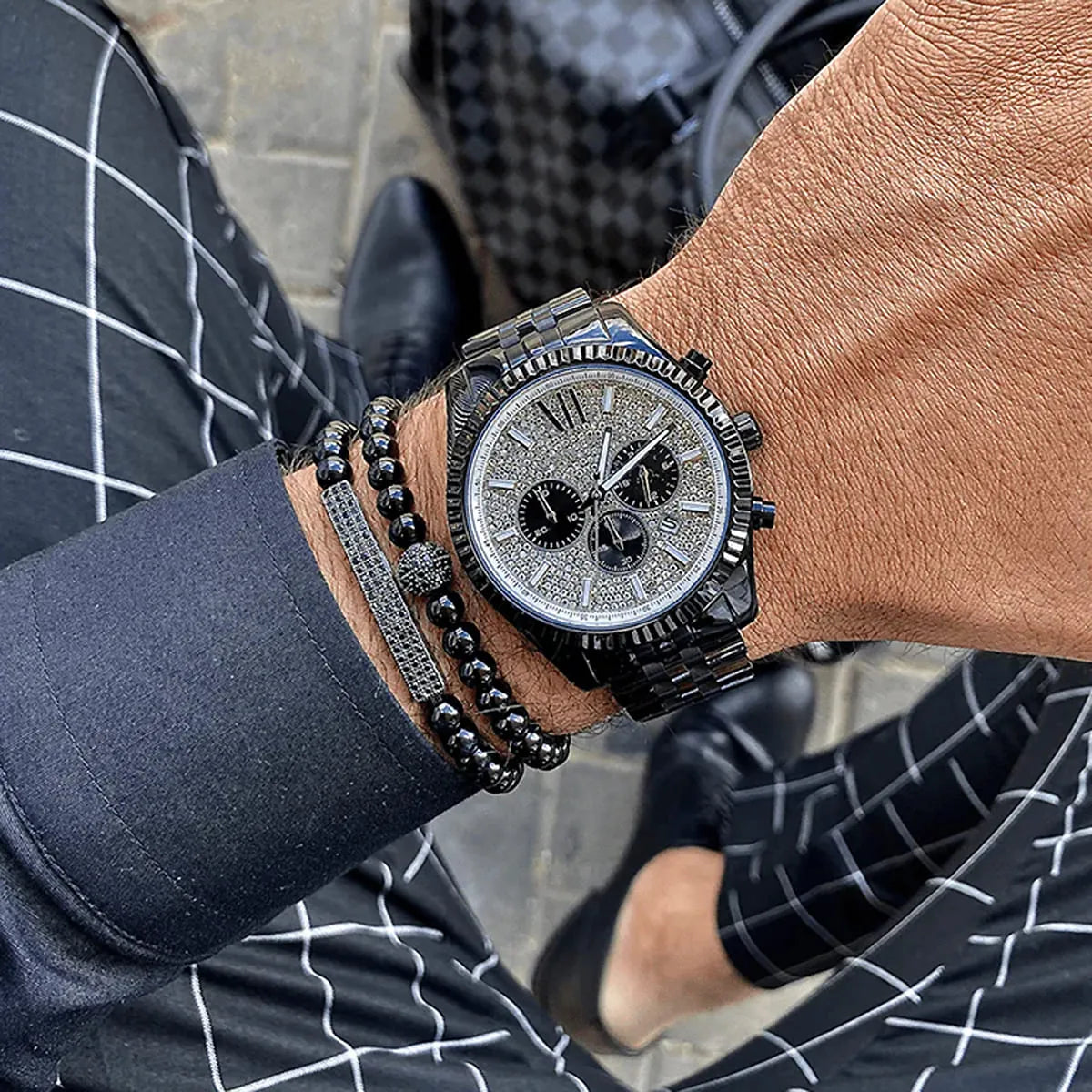 Michael Kors Lexington 45mm Silver Dial Stainless Steel Chronograph Men's Watch MK8605