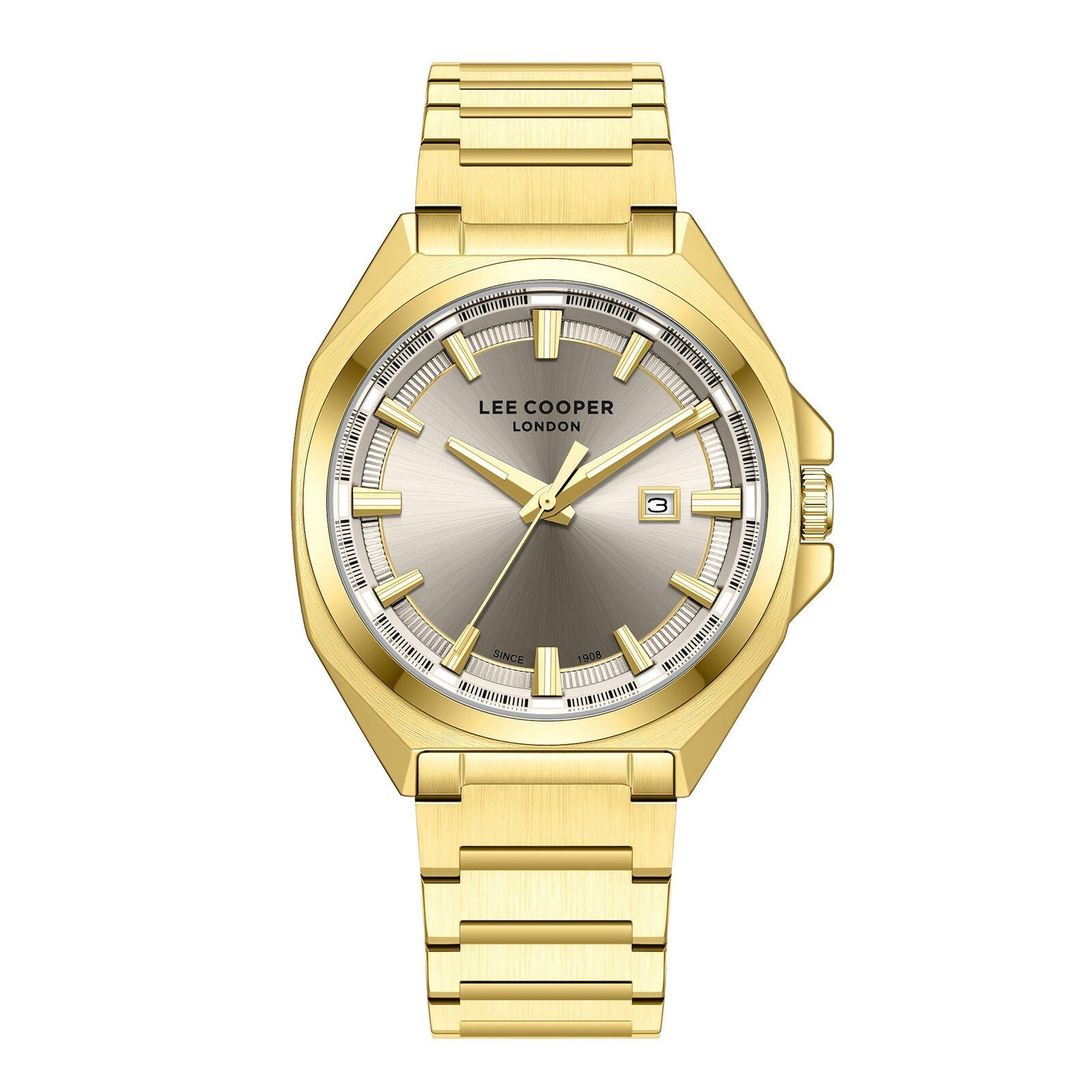 Lee Cooper Oswin Date Window Beige Dial Gold Watch - LC08271.160 Main image