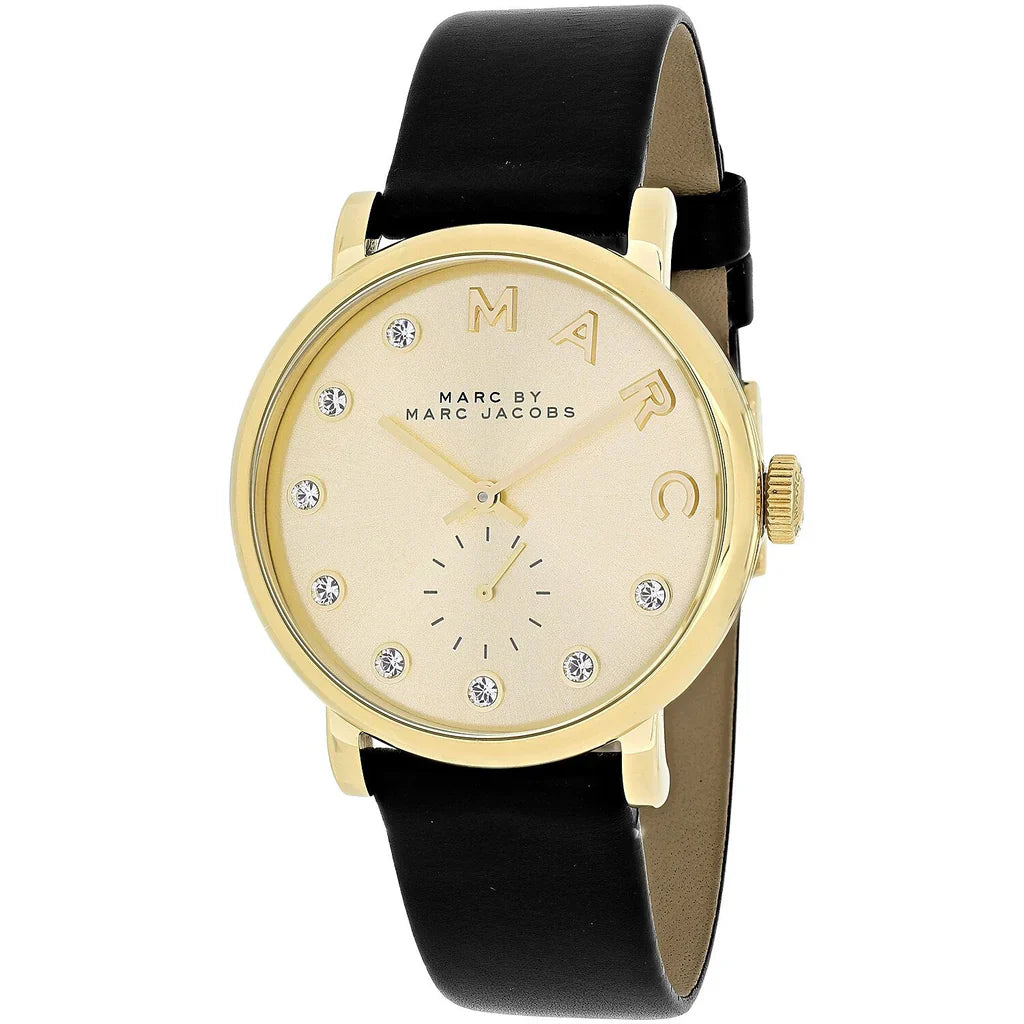 Marc By Marc Jacobs Baker Black Leather Gold Tone Watch MBM1399 Secondary image