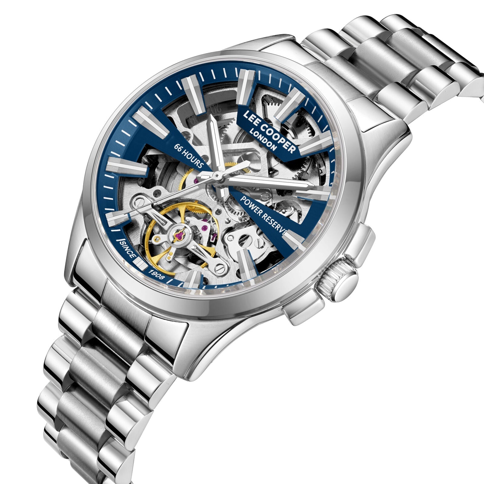 Lee Cooper Skeleton Automatic Blue Dial Silver Watch - LC08311.390 Secondary image