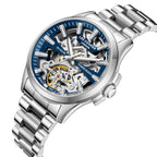 Lee Cooper Skeleton Automatic Blue Dial Silver Watch - LC08311.390