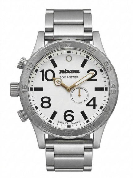 Nixon 51-30 51mm White Dial Silver-Tone Men's Watch 51-30-8A (Pre-Owned)