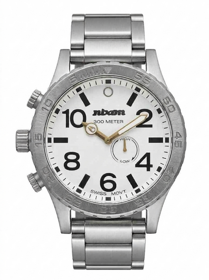 Nixon 51-30 51mm White Dial Silver-Tone Men's Watch 51-30-8A (Pre-Owned)