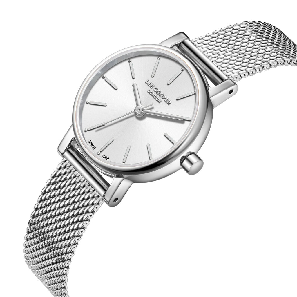 Lee Cooper Louna Silver Dial and Mesh Strap Watch - LC08292.330