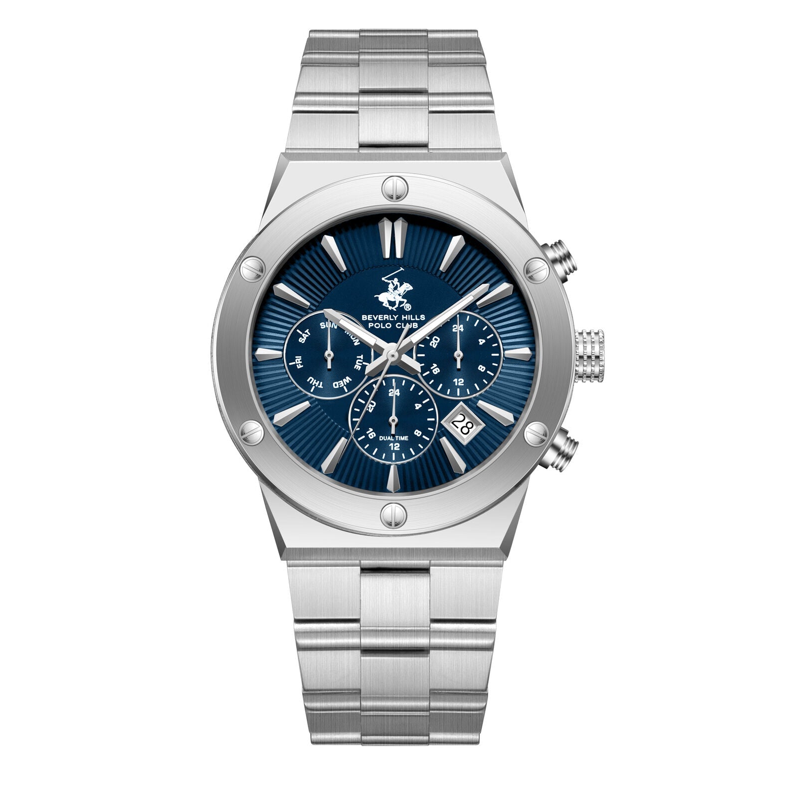 Beverly Hills Polo Club Dual Time Multifunction Silver Date Watch BP3871X.390 Main image