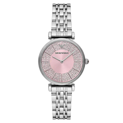 Emporio Armani Gianni T-Bar 32mm Pink Dial Stainless Steel Women's Watch AR11686