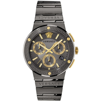 Versace Greca 43mm Grey Dial Stainless Steel Chronograph Men's Watch VEZ900521