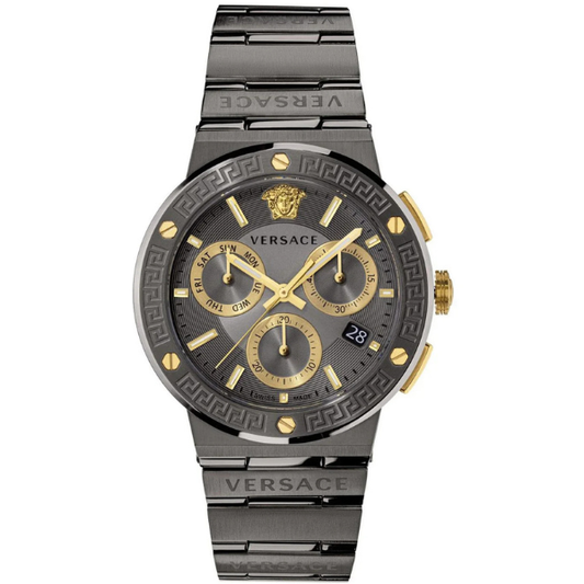 Versace Greca 43mm Grey Dial Stainless Steel Chronograph Men's Watch VEZ900521