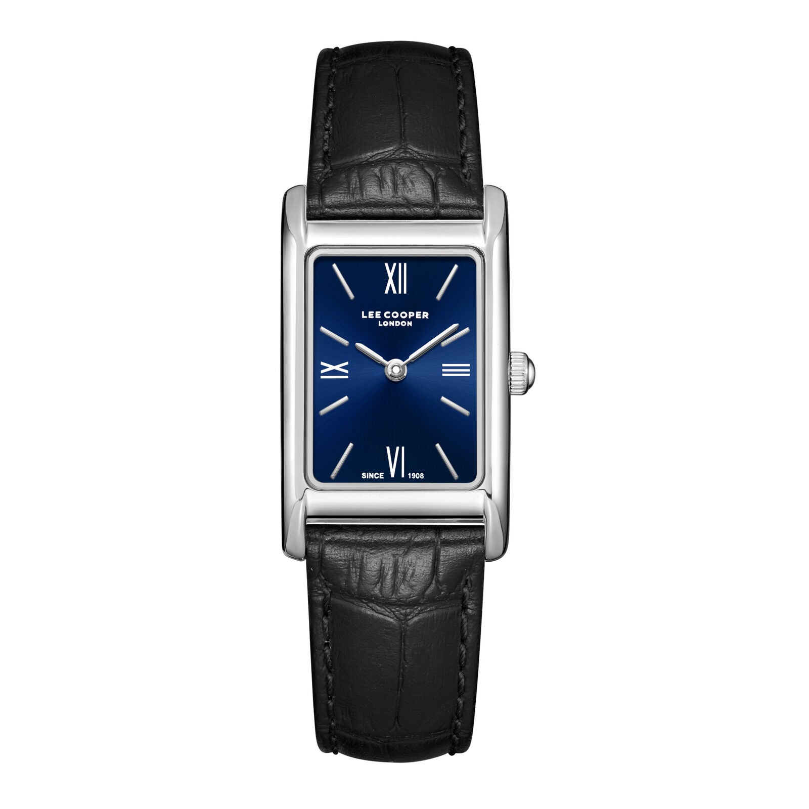 Lee Cooper Square Case Blue Dial Black Genuine Leather Silver Watch - LC08301.391 Hoofdafbeelding