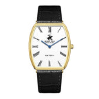 Beverly Hills Polo Club Slim Tech 5 White Dial Black Leather Gold Watch BP3863X.131