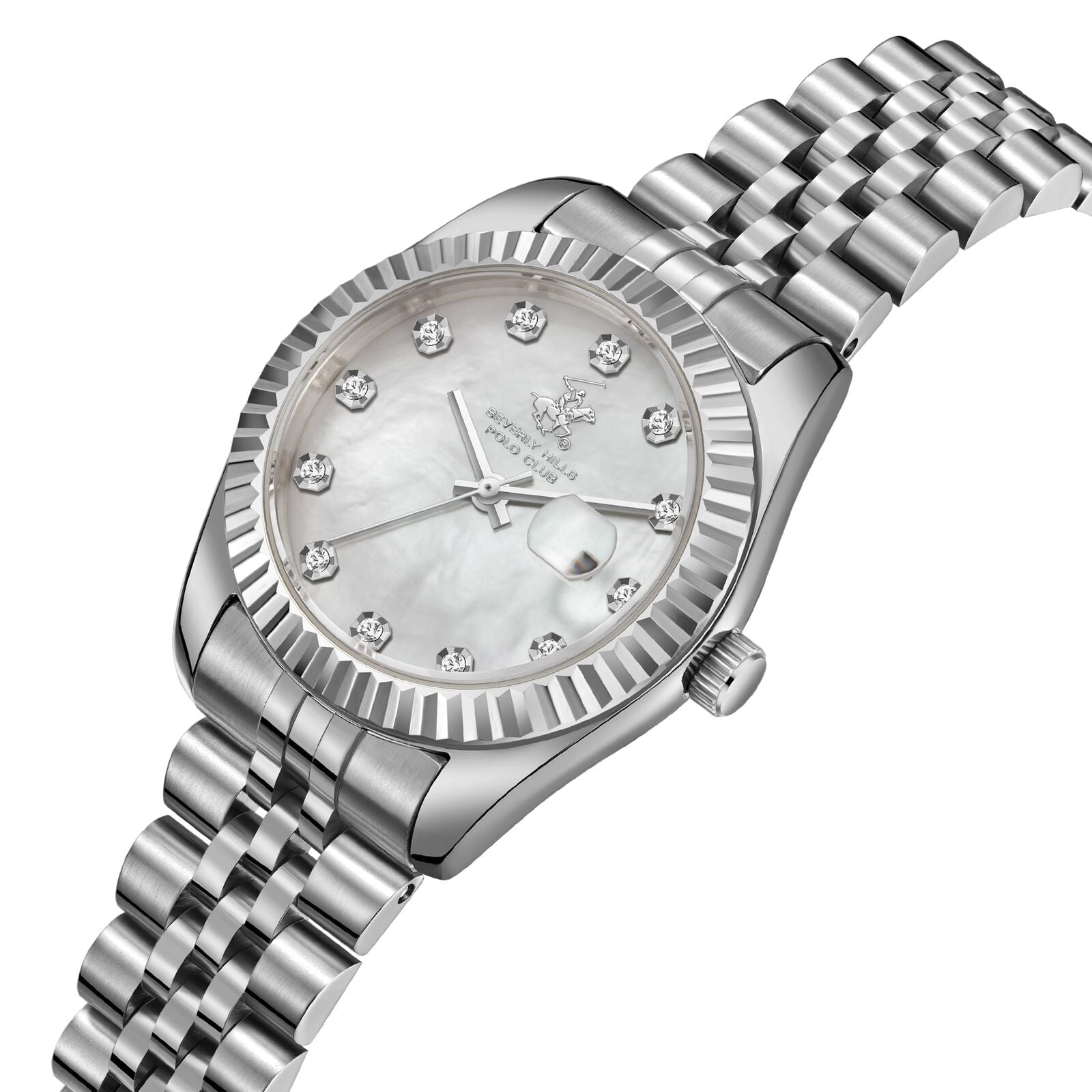 Beverly Hills Polo Club All Silver Diamond Date Watch BP3654X.320 Secondary image