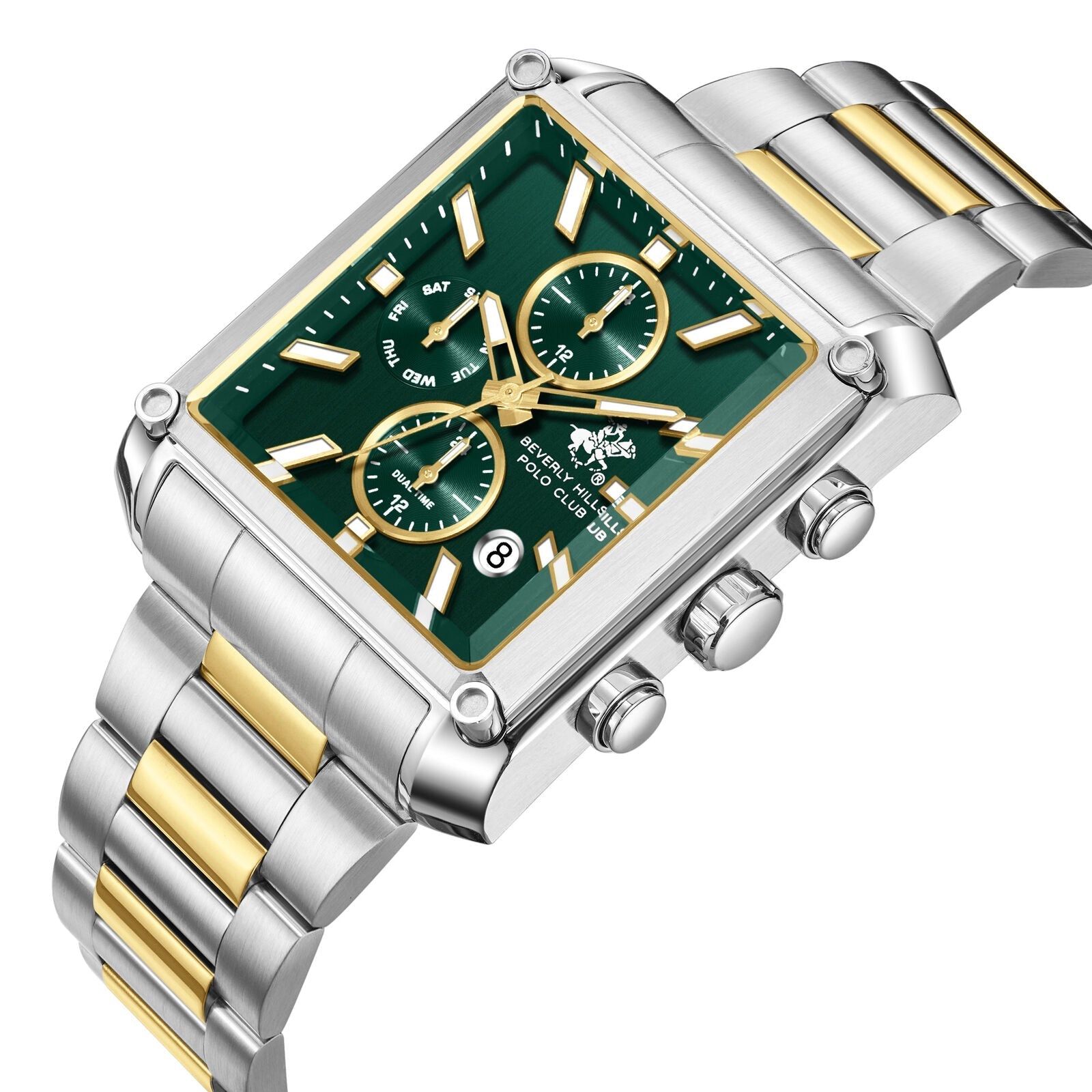 Beverly Hills Polo Club Dual Time Green Dial Two-Tone Watch BP3868X.270 Secondary image