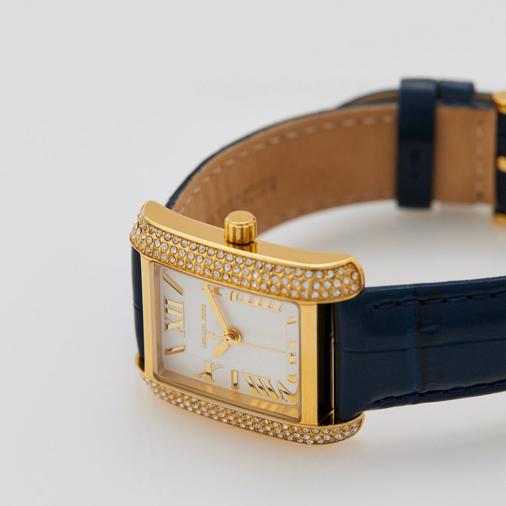 Michael Kors Emery Pavé Gold-Tone and Navy Blue Leather Women's Watch - MK2982 Secundaire afbeelding