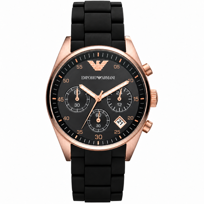 Emporio Armani Tazio 39mm Black Dial Stainless Steel Chronograph Men's Watch AR5906