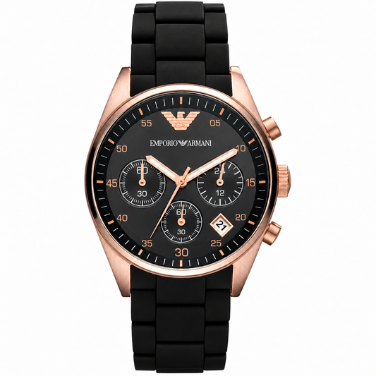 Emporio Armani Tazio 39mm Black Dial Stainless Steel Chronograph Men's Watch AR5906