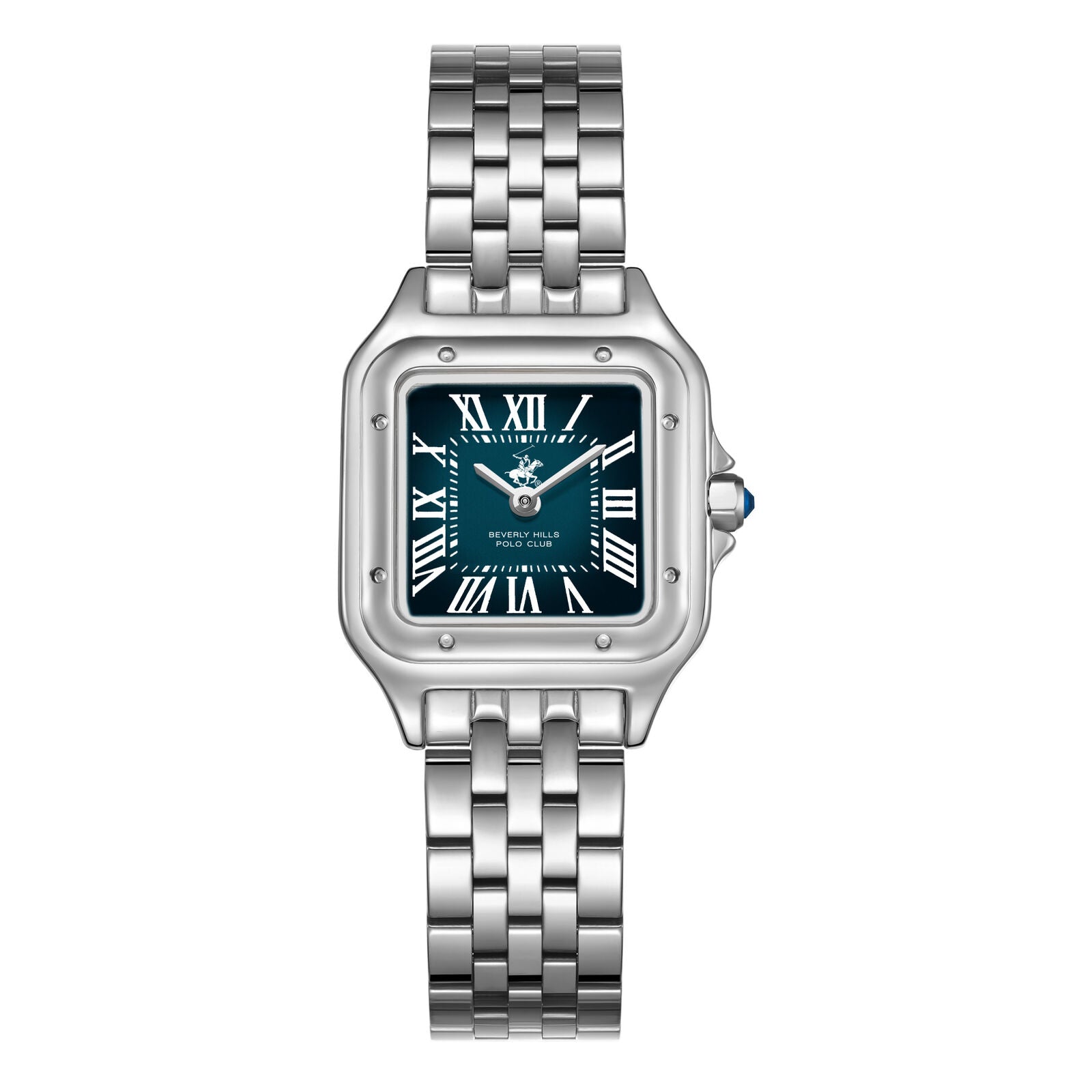 Beverly Hills Polo Club Roman Numeral Blue Dial Square Silver Watch BP3755C.370 Main image