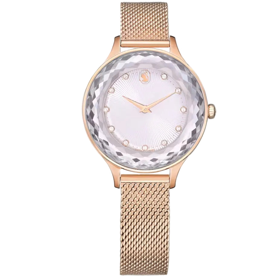 Swarovski Dextera Mixed Crystal Pave White Dial Rose Gold Tone Women's Watch 5650011 Main image