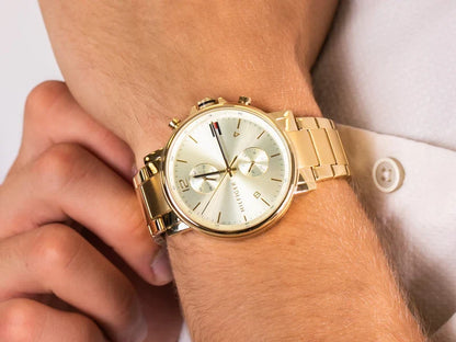 Tommy Hilfiger Daniel 44mm White Dial Gold-Tone Men's Watch 1710415