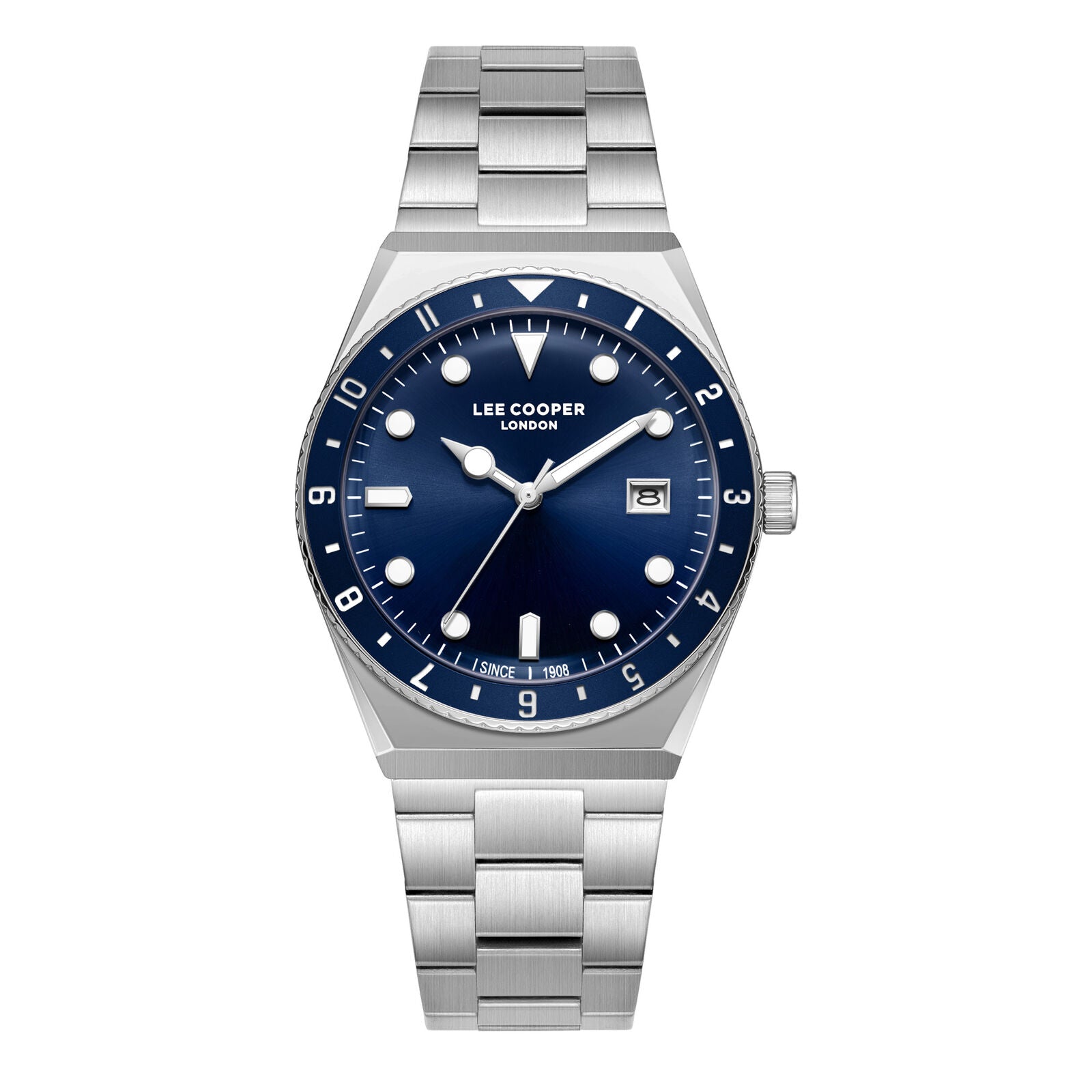 Lee Cooper Business Date Window Blue Dial Silver Watch - LC08284.390 Main image