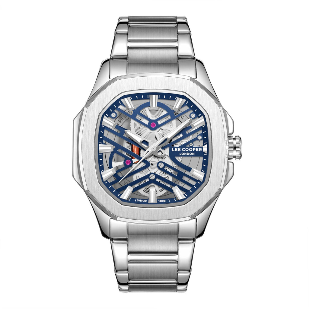 Lee Cooper dark blue square dial paired silver metal strap Men's Watch - LC08246.390