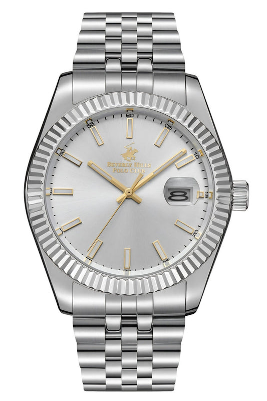 Beverly Hills Polo Club 41mm Silver Dial Silver-Tone Date Men's Watch BP3018X.331