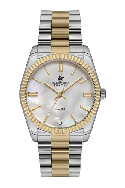 Beverly Hills Polo Club 36mm Mother-of-Pearl Dial Two-Tone Diamond Women's Watch BP3172C.220