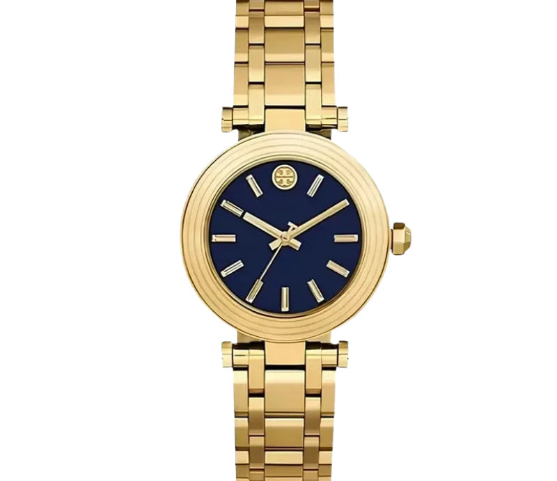 Tory Burch Classic T 30mm Navy Blue Dial Gold-Tone Women's Watch TBW9010