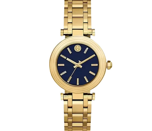 Tory Burch Classic T 30mm Navy Blue Dial Gold-Tone Women's Watch TBW9010