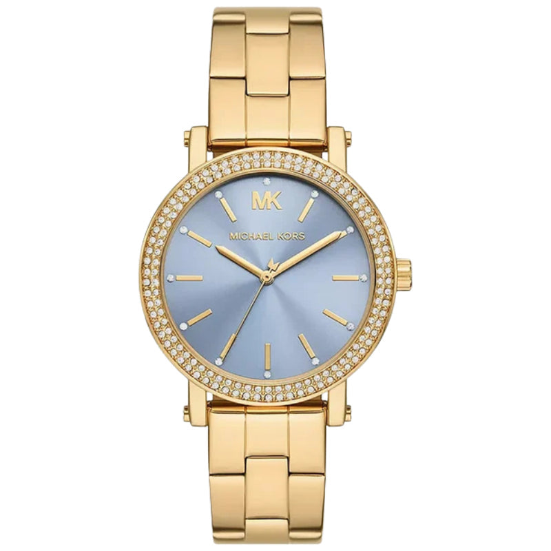Michael Kors Slim Runway 36mm Blue Dial Gold-Tone Women's Watch MKO1048
