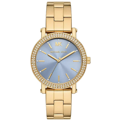 Michael Kors Slim Runway 36mm Blue Dial Gold-Tone Women's Watch MKO1048