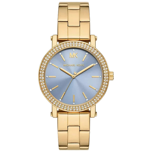 Michael Kors Slim Runway 36mm Blue Dial Gold-Tone Women's Watch MKO1048