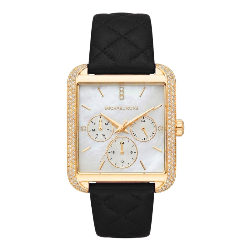Michael Kors Drew Quartz MOP Dial and Black Leather Strap Women's Watch - MK2769 Hoofdafbeelding