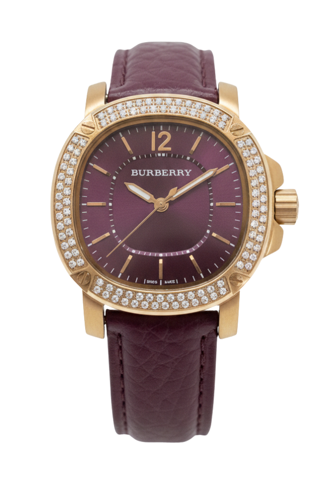 Burberry The Britain Precious Diamond Indexes Burgundy Dial Rose Gold BBY1810 Hoofdafbeelding