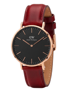 Daniel Wellington St. Mawes 28mm Black Dial Genuine Leather Women's Watch - DW00100221