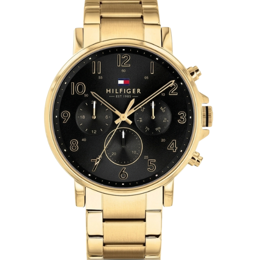 Tommy Hilfiger Daniel 44mm Black Dial Gold-Tone Chronograph Men's Watch 1791978